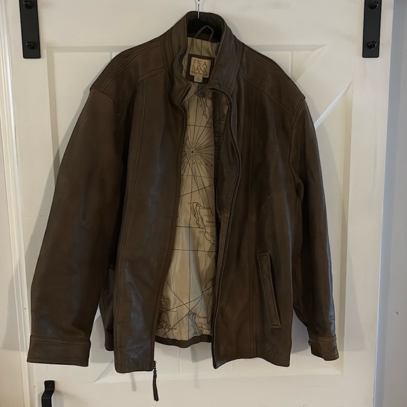 Leather Jacket, never worn. Large long - Picture 1 of 4